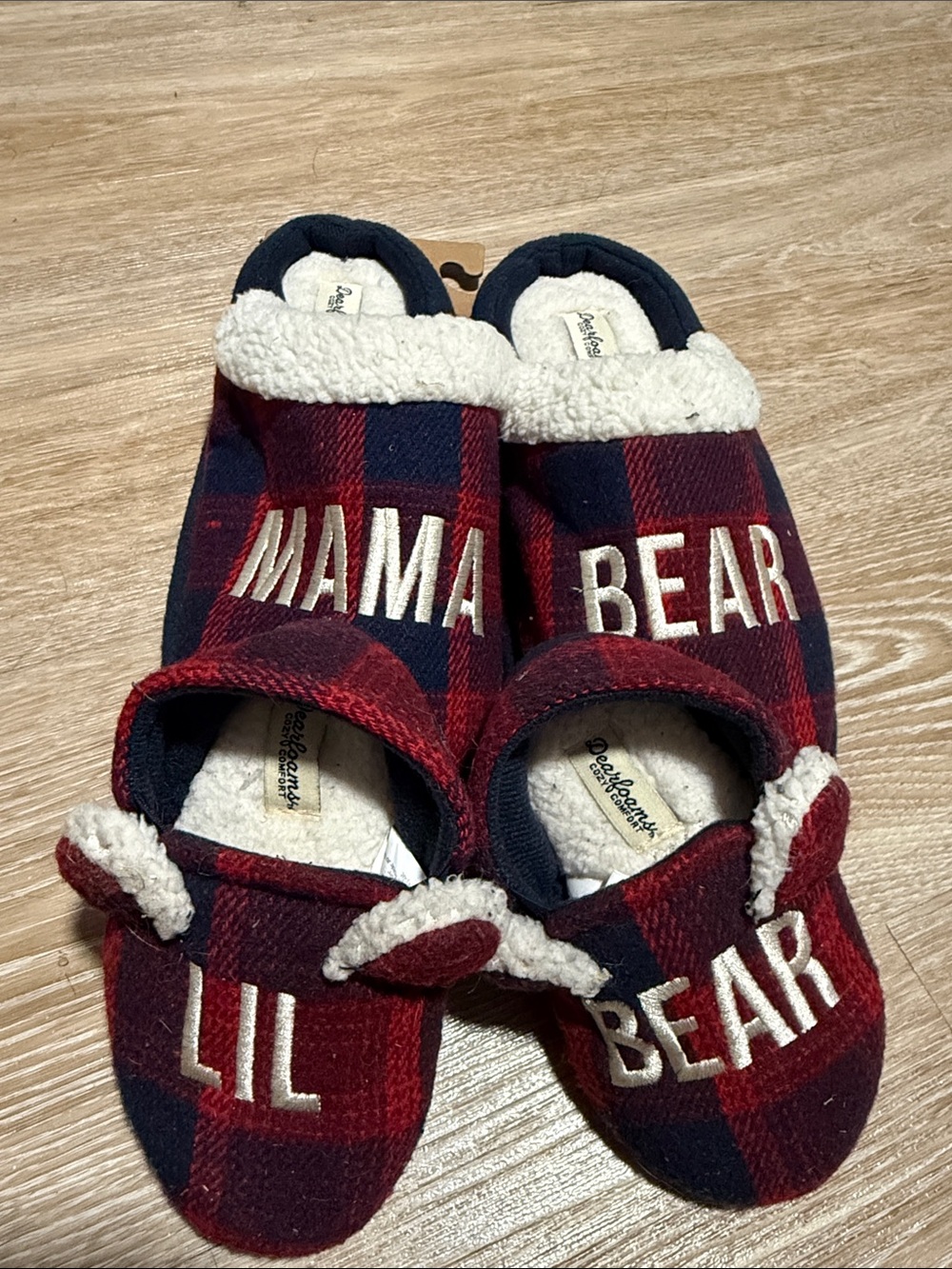 Mama Bear & Lil Bear Red Plaid Slippers